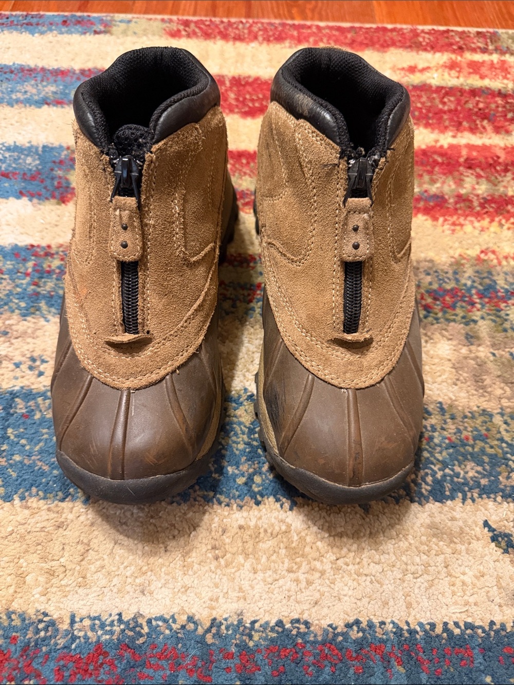 totes Kids Brown Suede Waterproof Zip-Front Rain & Snow Boots